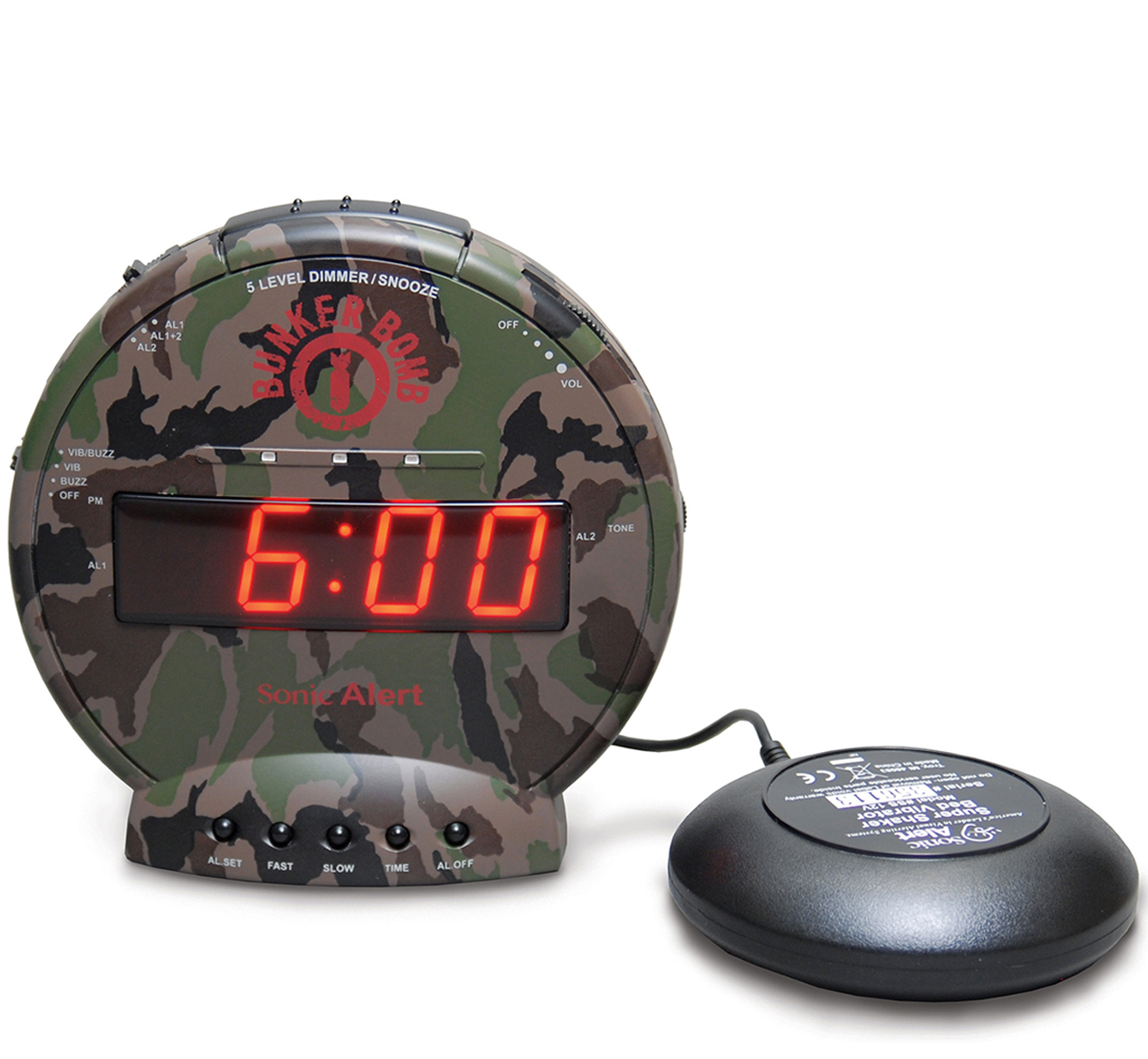 Sonic Alert SA-SBP100 Travel Alarm Clock Bed Shaker extra loud  90 db alarm 
